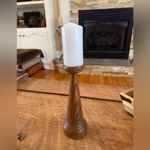 Vintage MCM Wood Candle Holder